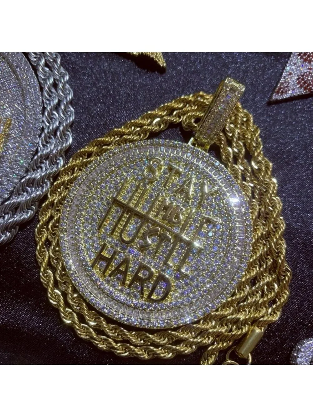Bling Gold Coin Pendant Necklace, 14K Gold Plated CZ Charm, Hip Hop Statement